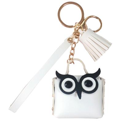 China BaiMao Owl Key Chain Leather Keychain Gift Coin Purse Car Key Chain Decor Custom Leather Key Pendant for sale