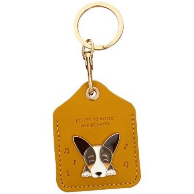 China Decoration Gift BaiMao Doggie Corgi Designs Card Holder Leather Key Chain Pendant Gifts For Friend Custom Leather Key Chain for sale