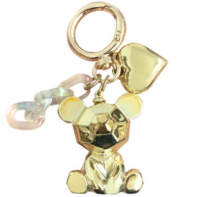 China BaiMao Metal Bear Schoolbag Decor Key Ring Promotional Gift Plated Pendant Keychain Custom Key Chain Decoration Gift for sale