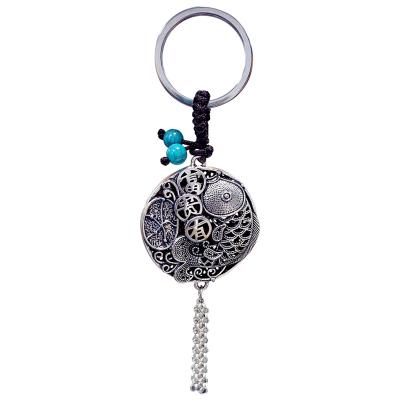 China Tibetan Silver BaiMao Series of Accessories Carve Bag Pendant Bag Purse Key Chain Models Hanging Metal Key Chain for sale