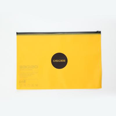 China Recycled Materials ODM Printing Eco Friendly Plastic PVC Slider Zipper Yellow Bag for sale