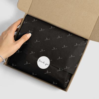 China Recyclable Black Custom Printed Logo Wrapping Tissue Paper Clothes For Packaging for sale