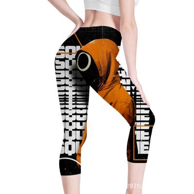 China Games Breathable Digital Printing Squid Short Section 7 Point Yoga Pants Female Gaiters for sale