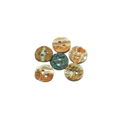 China Wholesale Natural Abalone Shell 2 Holes Buttons Dry Cleaning Gold Shell Shirt Buttons For Clothes for sale