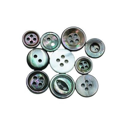 China Wholesale Black Buttons 4-Holes Shell Dry Cleaning Butterfly Shell Shirt Buttons Natural Button for Clothing for sale