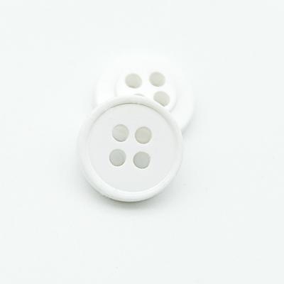 China Factory Washable Customize Washable Thin Edges Resin Button 4 Holes Round Flat Resin Buttons 18L Buttons For Clothing Shirt for sale