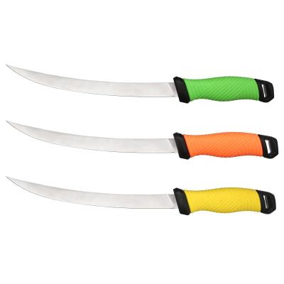 China Serviceable Stainless Steel Fillet Knife Wholesale Fishing Knife With PP+TPR Leather Handle for sale