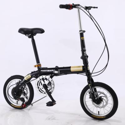 China Aluminum alloy 16/14 inch folding ultra light portable adult kids mini 7 speed men and women small wheel disc brake variable bikes for sale