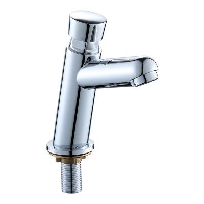 China Modern Cheap Single Cold Self Closing Bathroom Brass Basin Faucet for sale