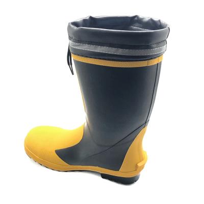 China With steel cap and steel midsole multifunctional soft fabric Mesh Lining Rain Boot Natural toe work rubber boots for sale