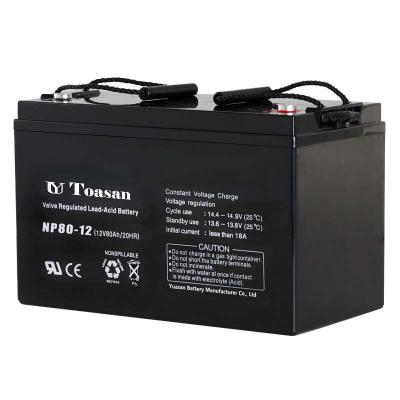 China Professional Toys TOASAN AGM UPS Battery 12V 80AH Sealed Lead Acid Battery for Power Storage - NP80-12 for sale