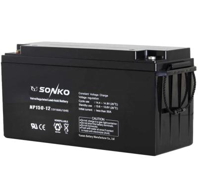 China Toys super power SONKO brand 12V150AH NP150-12 UPS AGM battery sealed lead acid solar storage battery for sale