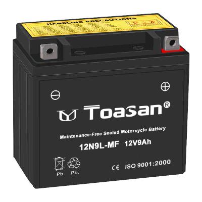 China High Performance Factory Price Toasan Brand 12V 9AM Gel Motorcycle Battery 12N9L-MF for sale