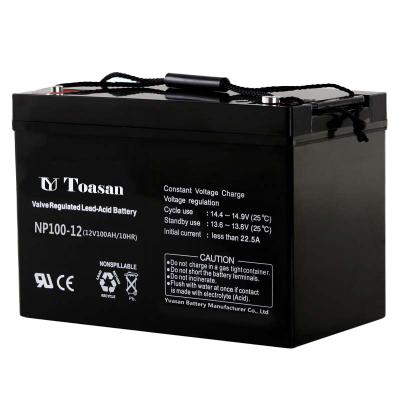 China Super Toys TOASAN AGM 12V 100AH ​​Valve Regulated UPS Battery For Storage Or Solar Power System for sale