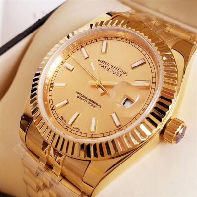 China Automatic Men's Date Luxury Watch Orange Dial Mesh Wrist Watch Plated Watches Gold Powder Whaching Power Rest Wach Wacht Boy Leather for sale