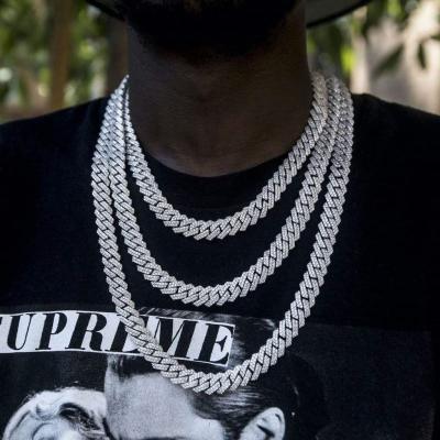 China Hiphop Cuban Chain 18K Gold Solid Silver Plated 7Mm Hip Hop Stainless Steel Necklaces Hops Necklace Multilayer Cross Diamond Vs1 for sale