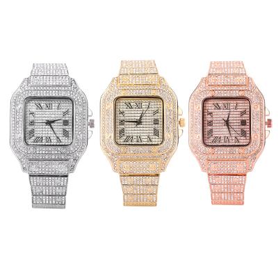 China Reloj Automatic Luxury Wholesale Hot Sale Hip Hop Women Date Custom Alloy Iced Out Gold Full Diamond Bling Watch For Men for sale