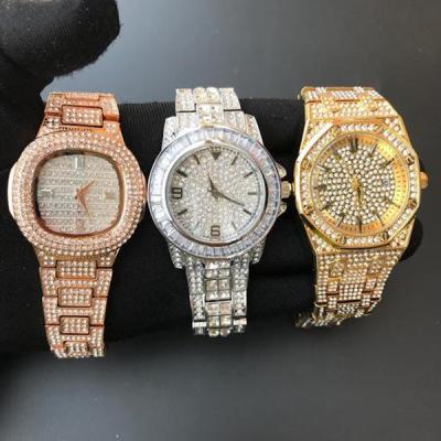 China Bling Automatic Stone Ice Gold Jewelry Full Rhinestone Date Luxury Diamond Iced Out Relogio Watch Relojes Wristwatches Men Watch for sale