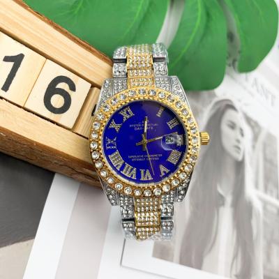 China Iced Out Automatic Date Off Diamond Mens Watches Quartz Waterproof Hip Hop Full Date Luxury Brand Male Clock for sale