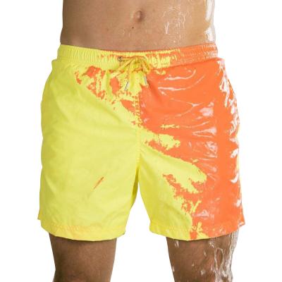 China 2021 Wholesale Custom Logo Water-changing Swim Shorts Men Plus Size Factory New Beach Loose Shorts Plus Size Discoloration Hot Shorts for sale