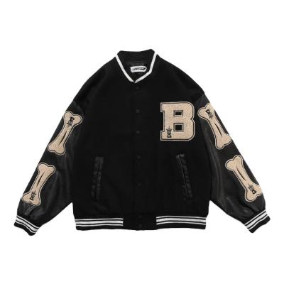 China Factory wholesale breathable ready to ship varsity jacket patch sleeves wool body baseball varsity leather jacket for sale