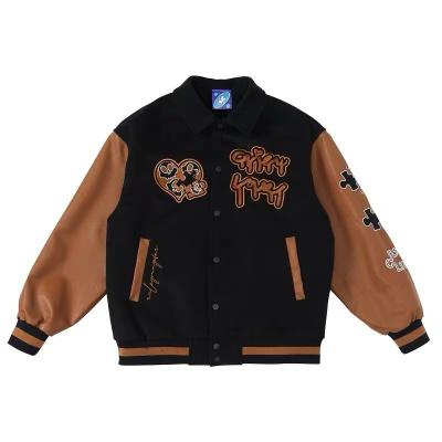 China Viable Sension Factory Wholesale Custom Embroider Logo Varsity Men Baseball Jackets Patched With Leather Sleeves for sale