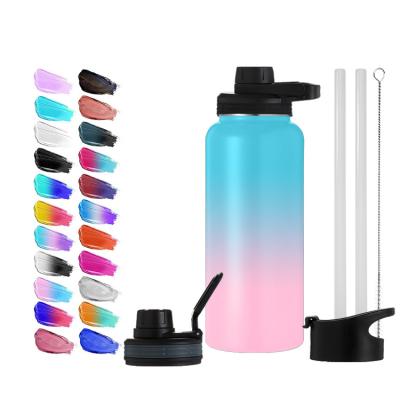 China Sustainable Water Bottle With Straw Lid Vacuum Insulated Stainless Steel Metal Thermos Bottles Reusable Leak Proof BPA Free Flask For Gym for sale