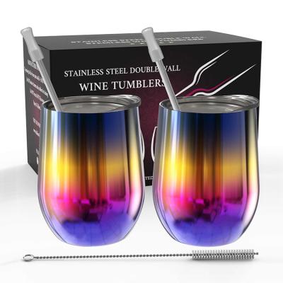 China New Viable Double Design Wine Sublimation Cup Stainless Steel Wall Wine Bottle Vacuum Insulated Summer Wine Tumbler Cup With Lid for sale