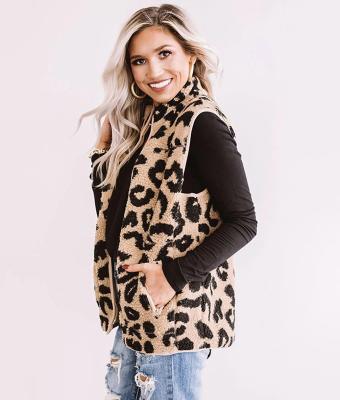 China Breathable New Arrive Leopard Sherpa Jacket Winter Vest Coats For Ladies for sale