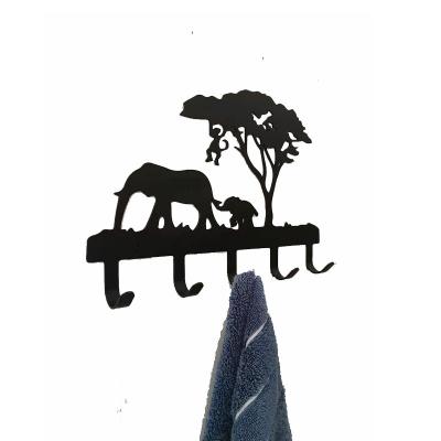 China Factory Price High Quality Cheap Tropical Forest Elephant Black Wall Metal Decor Iron Hangers Eco-Friendly and Conveniently Fast Delivery For Fabrics for sale