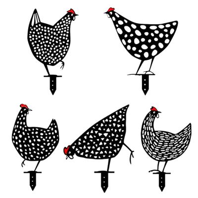 China High Quality Eco-friendly Chicken Garden Family Yard Decoration Silhouette Stack Art Crafts for sale