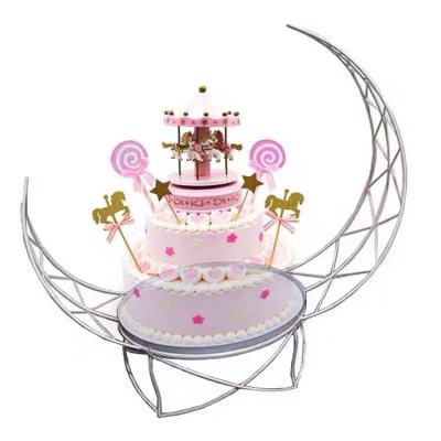 China New Disposable Wrought Iron Moon Boat Net Red Cake Stand Single Layer for sale