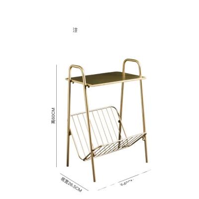 China Multifunctional small side movable table roller metal storage rack living room coffee table 2 layers for sale