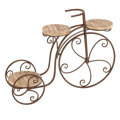 China Factory Direct Nordic Wrought Iron Flower Stand Bicycle Flower Pot Floor Standing Stand Eco - Friendly for sale