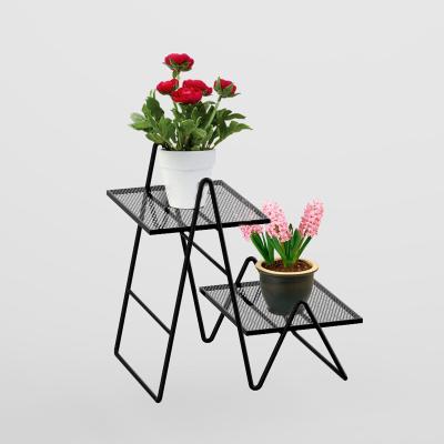 China Double bonsai shelf balcony living room stand flower stand wrought iron plant direct sales indoor indoor flower pot for sale