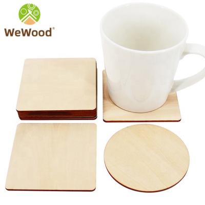 China Viable Wholesale Custom Laser Cut Handmade Funny Unfinished Wooden Coasters For Beverage for sale