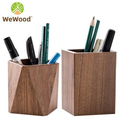 China European Office Executive Nordic Simple Cubic Container Wooden Pen Holder Oblique Desk for sale