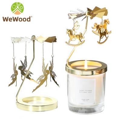 China Custom Home Accessories Gold Metal Home Accessories Candle Holder Decor Rotating Candlestick Holder for sale