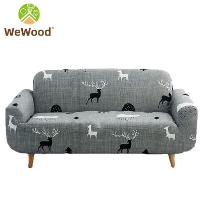 China Europe I Shape Printed Elastic Full Cover 3/4 Seater Cover Elegant Stretch Sofa Cover Without Arms for sale