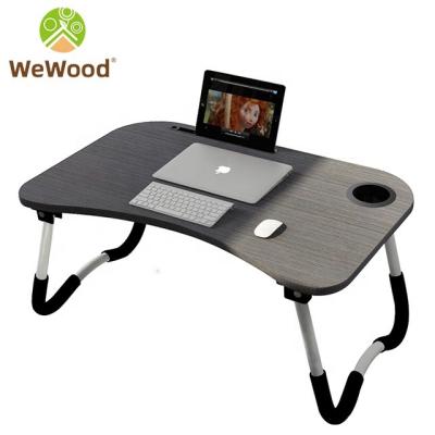 China Mini Black Study Folding Desk Stand Portable Bamboo Wooden Laptop Table For Bed for sale