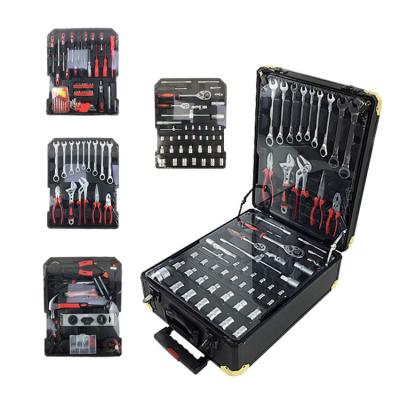 China Gray Aluminum Trolley Case 186pcs Car Tools Box Set Mechanic Durable Hand Tool Set for sale