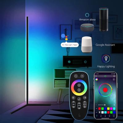 China Modern RGB LED Floor Lamp Bedroom Bedside Decoration Corner Floor Lamp WIFI App and Atmosphere Remote Control Indoor Lamp for sale