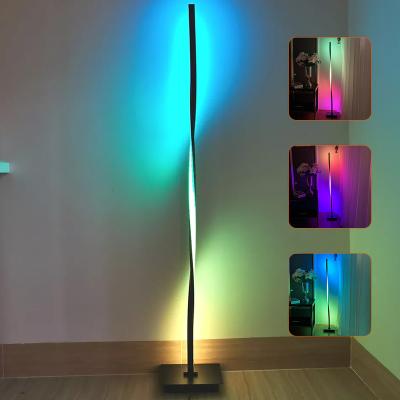 China Modern Minimalist Metal Deformation Corner LED Floor Lamps Standing Nordic RGB Remote Control Living Room Industrial Design for sale