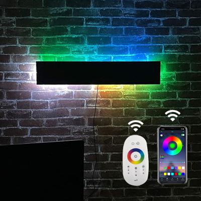 China Modern Aluminum Ring Rectangular Led Smart Wall Lamp with Remote Multicolor RGB Color Changing Lights for Home Decoration for sale