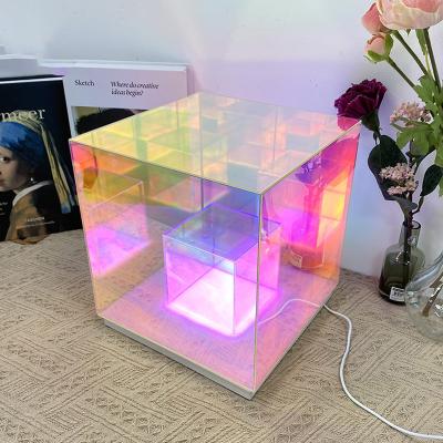 China Modern Designer Luxury Acrylic Pyramid Triangle Smart Decorative Table Lamp For Living Room Bedroom Porch Dimming With Outdoor for sale