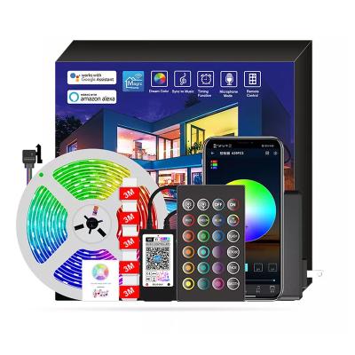 China Residential Symphony Waterproof Dreamy Color Wifi RGB Smart Strip Light Residential Led RGBIC Flexible 5050 With Google Alexa Remote App 5M 10m 15M 20M for sale