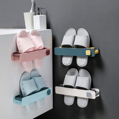 China Wall Mounted Organizer Rack Slippers Holder Modern Slipper Holder Bathroom Shoes Hanger Storage Self Adhesive Towel Racks for sale