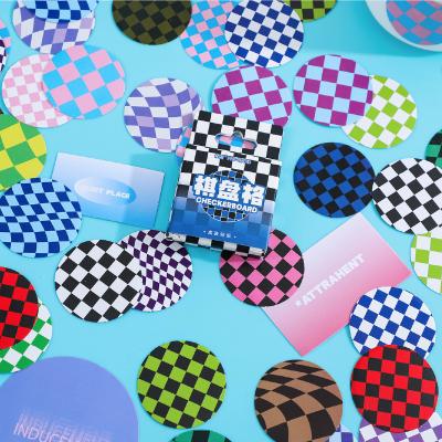 China Waterproof+Eco-friendly 46pcs Per Pack Checkerboard Series Dairy Decorative Self Adhesive Scrapbooking Sticker DIY Mini Boxed Sticker for sale