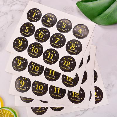 China Decorative Sticker 120pcs Per Package Christmas Number Sealing Sticker Cookie Bag Cake Box Number 1 To 24 Sticker for sale