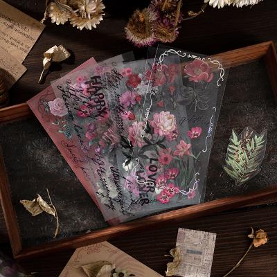 China Waterproof+Eco-friendly 13pcs Per Pack Retro Romantic Flower Plant PET Sticker Hand Account Decoration Material Scrapbooking Sticker for sale